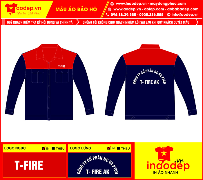 May áo bảo hộ Công ty cổ phần NC và PTCH T-Fire AK | May dong phuc bao ho
