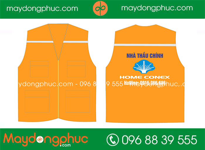 May áo gile màu cam Nhà thầu chính Home Conex | May ao gile dong phuc