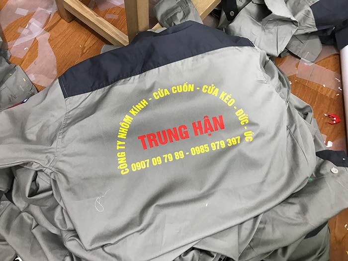 May áo bảo hộ Công ty nhôm kính Trung Hận | May dong phuc bao ho