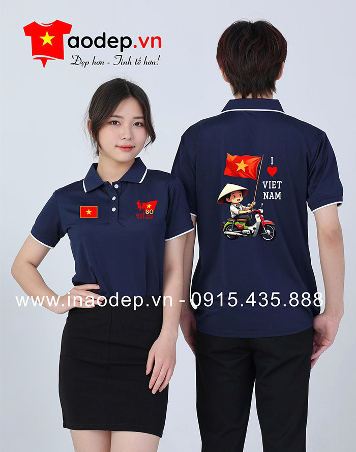 May Áo polo in kỉ niệm 80 năm 1945-2025 - I love VietNam | May ao co do sao vang