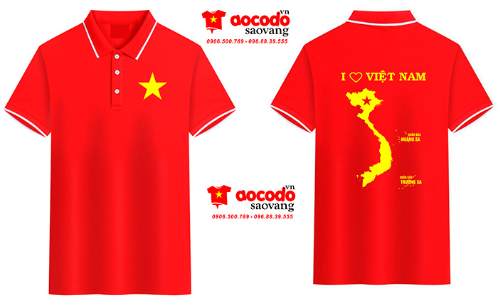 May áo cờ đỏ sao vàng I Love Việt Nam | May ao phong dong phuc