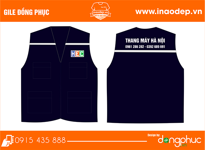 May áo gile Công ty Thang máy Hà Nội HEC | May ao gile dong phuc