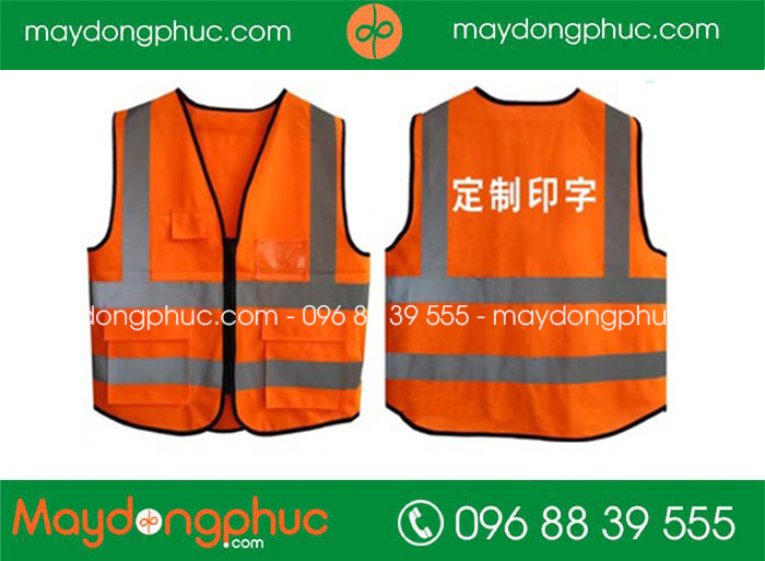 May áo gile màu cam phối xám | May ao gile dong phuc