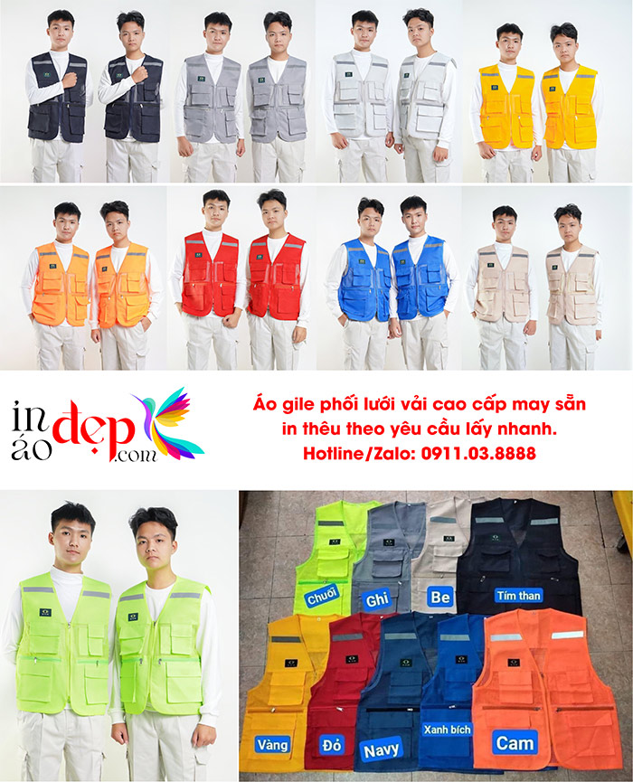 May áo gile phối lưới vải cao cấp may sẵn | May ao gile dong phuc