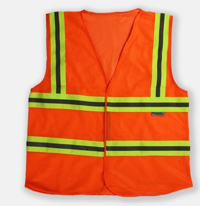 May áo gile màu cam có dây phản quang | May ao gile dong phuc