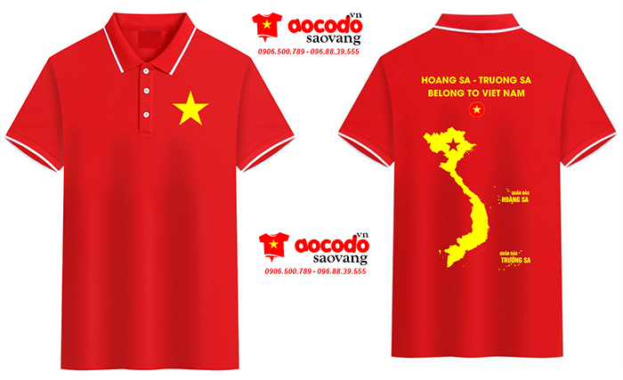 May áo cờ đỏ sao vàng Hoang Sa - Trương Sa Belong to Viet Nam | May ao phong dong phuc