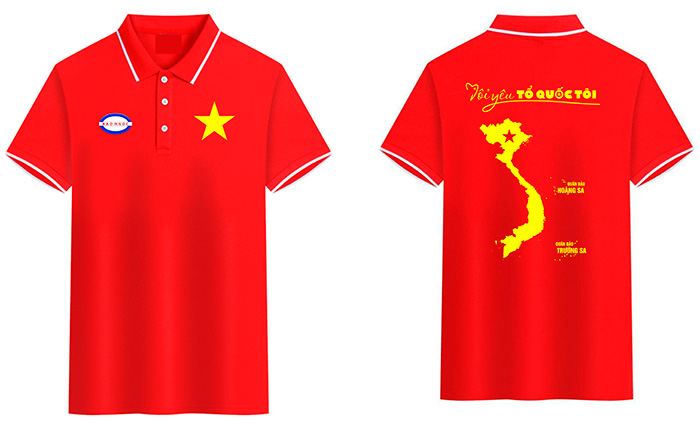 May áo phông cờ đỏ Tôi yêu Tổ quốc tôi - Bảo Ngọc | May ao phong dong phuc