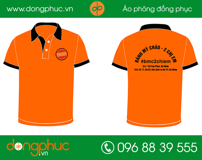 May đồng phục quán bánh mỳ chào 2 chị em | May ao cong ty