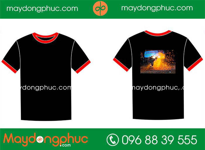 May áo phông đồng phục màu đen | May ao phong dong phuc
