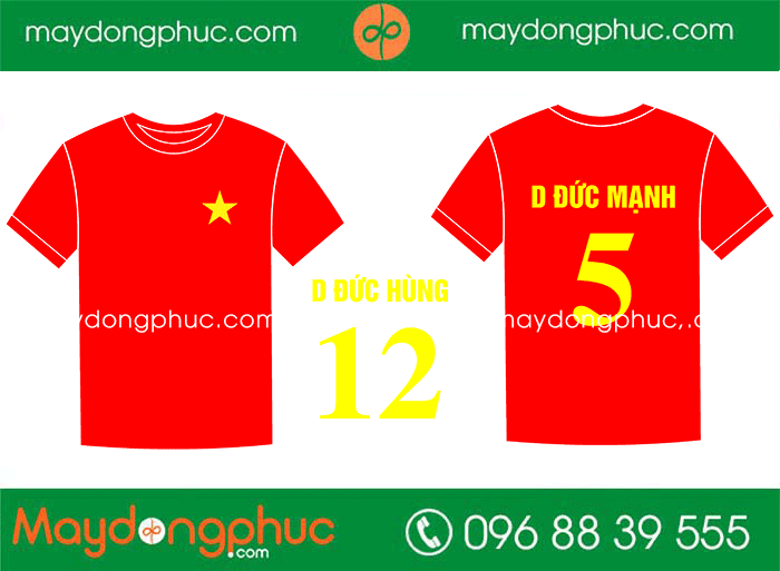 May áo bóng đá cổ tròn màu đỏ | May ao phong dong phuc