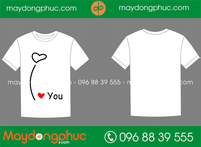 May áo phông cổ tròn I love you | May ao phong dong phuc