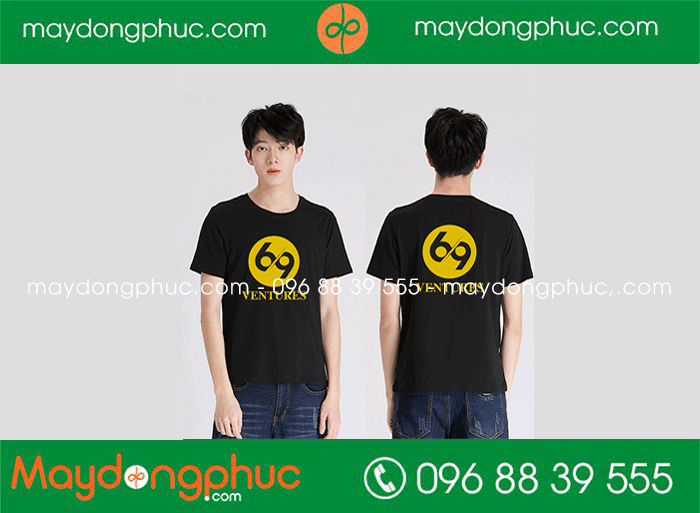 May áo cổ tròn màu đen Ventures 69 | May ao phong dong phuc