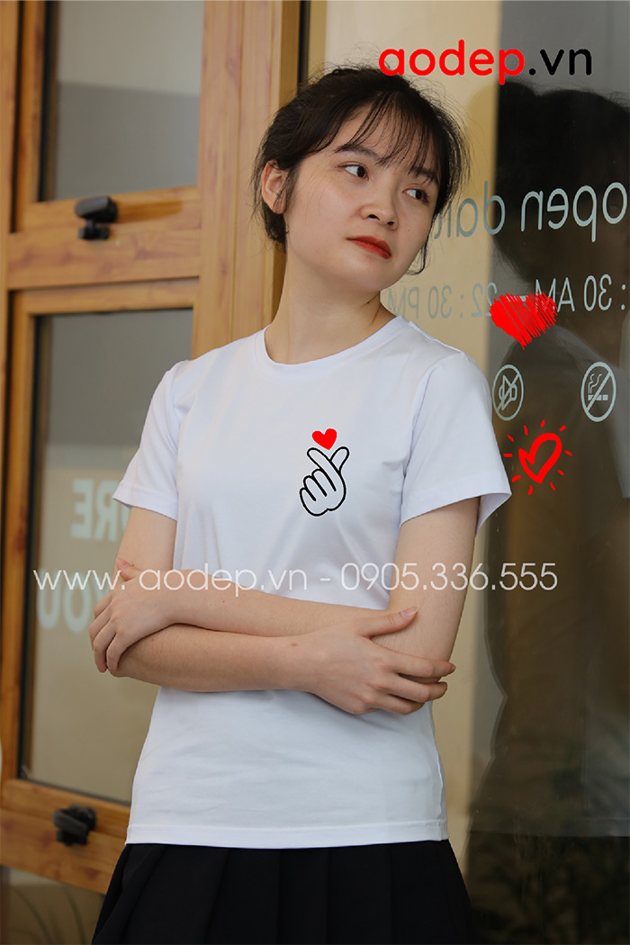 May áo cổ tròn màu trắng mẫu 1 | May ao phong dong phuc