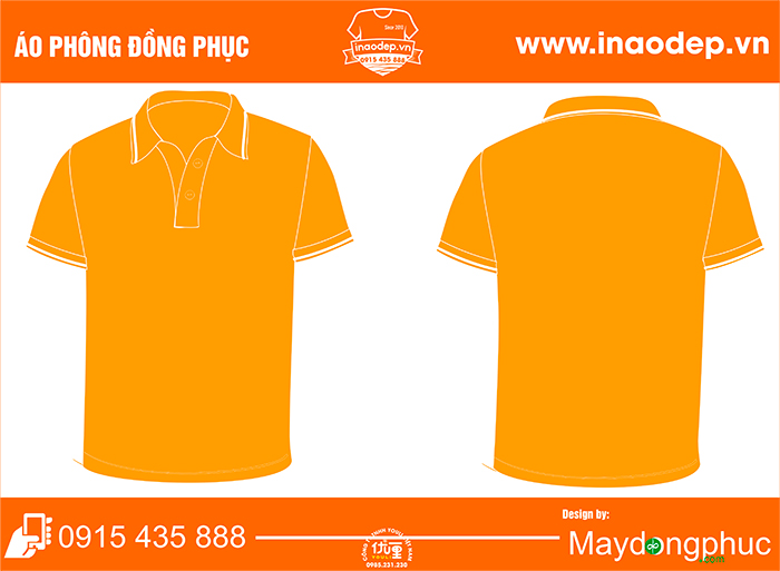 May áo phông cổ bẻ màu cam | May ao phong dong phuc