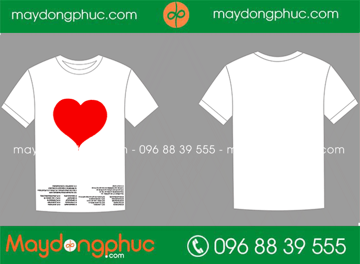 May áo phông cổ tròn hình trái tim | May ao phong dong phuc