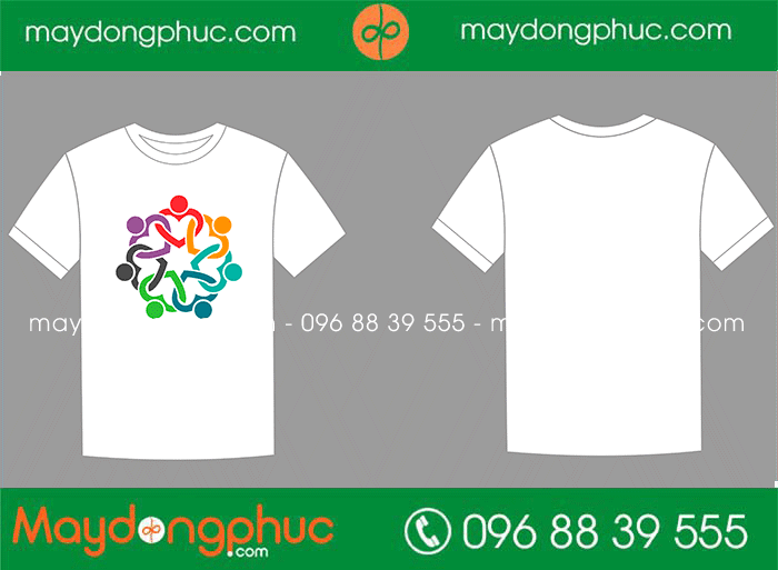 May áo phông cổ tròn màu trắng | May ao phong dong phuc