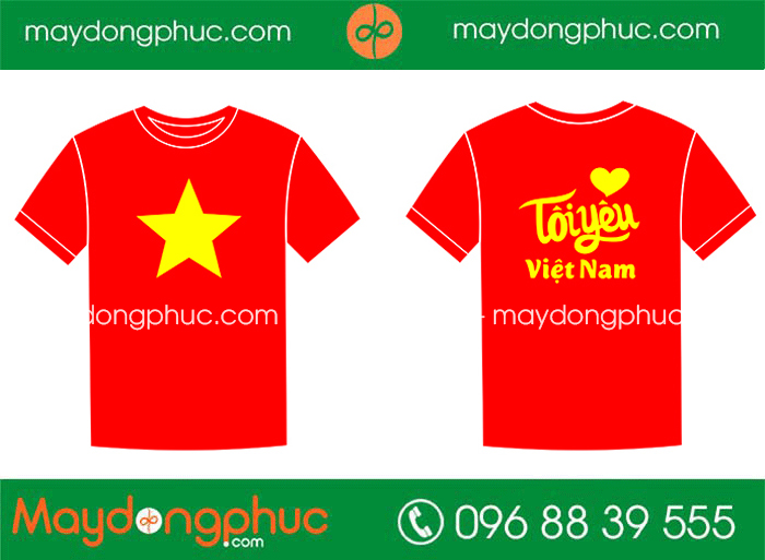 May áo phông cổ tròn Tôi yêu Việt Nam | May ao phong dong phuc