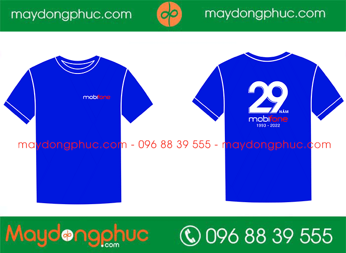 May áo phông đồng phục  cổ tròn Công ty Mobifone | May ao phong dong phuc