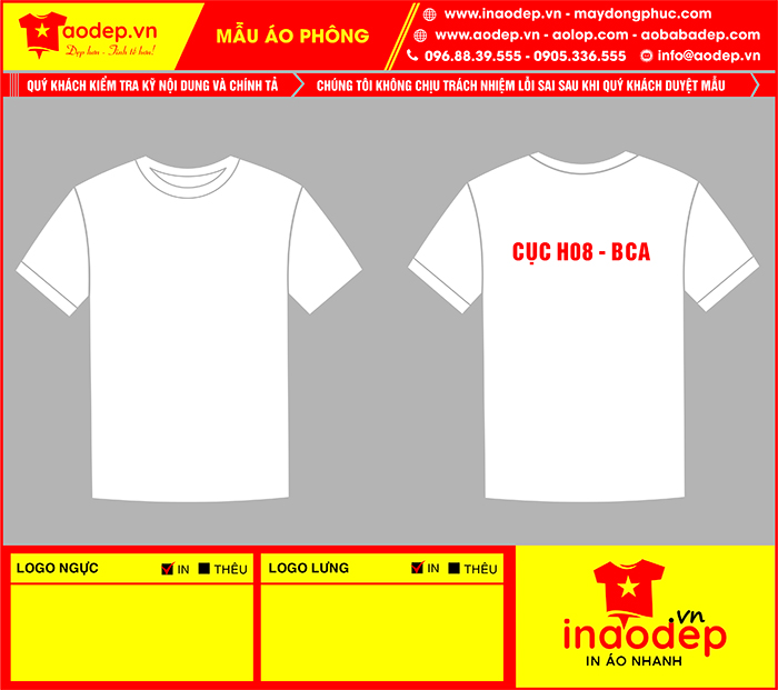 May áo phông Cục H08 - BCA | May ao phong dong phuc