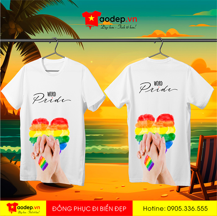 May áo phông đi biển Word Pride | May ao phong dong phuc