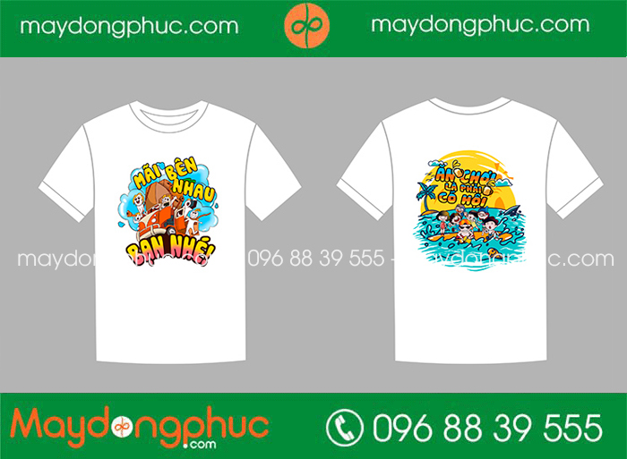 May áo phông đồng phục Mãi bên nhau bạn nhé | May ao phong dong phuc