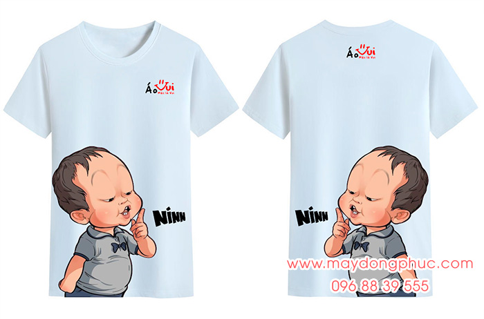 May áo phông In chữ Nínn - Áo Vui | May ao phong dong phuc