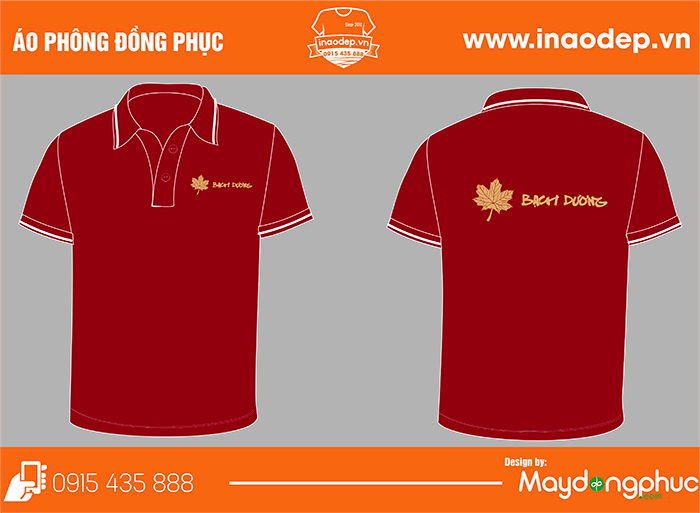 May áo phông màu đỏ đô Bạch Dương | May ao phong dong phuc