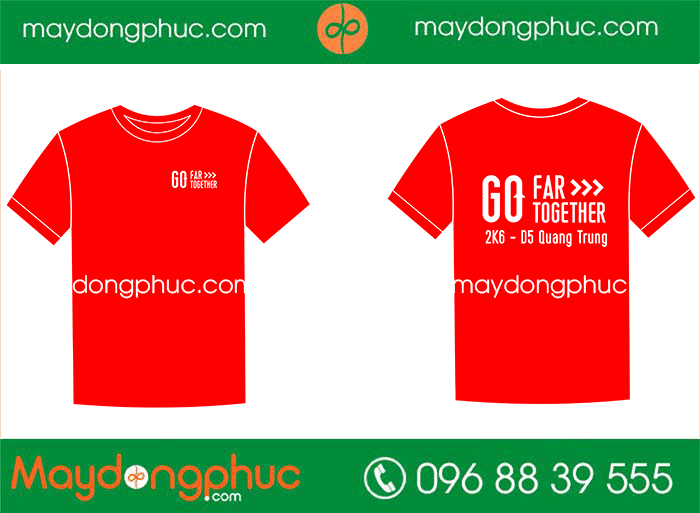 May áo cổ tròn màu đỏ Lớp 2K6-D5 Quang Trung | May ao phong dong phuc