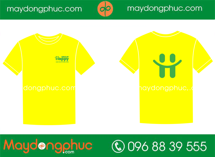 May áo phông màu vàng Group Happy | May ao phong dong phuc