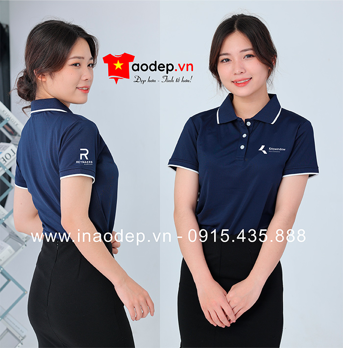 May áo phông màu xanh than Công ty Kitowindow | May ao phong dong phuc