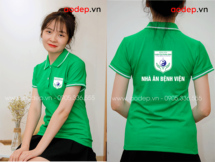 May áo phông Nhà ăn bệnh viện Châm cứu Trung ương | May ao phong dong phuc