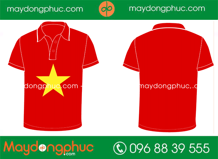 May áo polo hình cờ đỏ sao vàng | May ao phong dong phuc