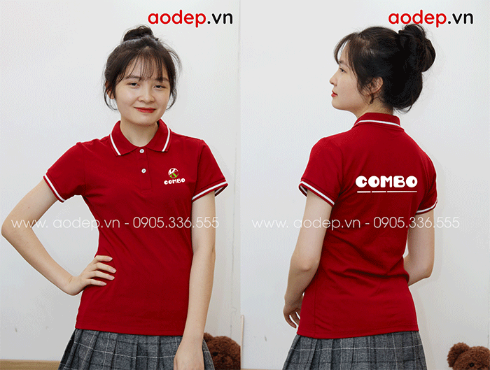 May áo polo màu đỏ Công ty Combo | May ao phong dong phuc
