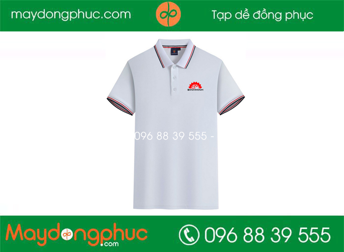 May áo polo màu trắng Công ty Bình Minh | May ao phong dong phuc