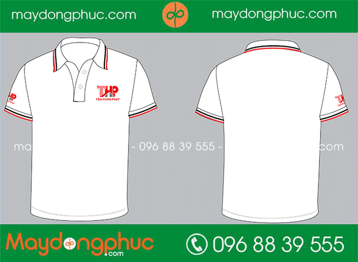 May áo polo màu trắng Công ty Tân Hưng Phát | May ao phong dong phuc