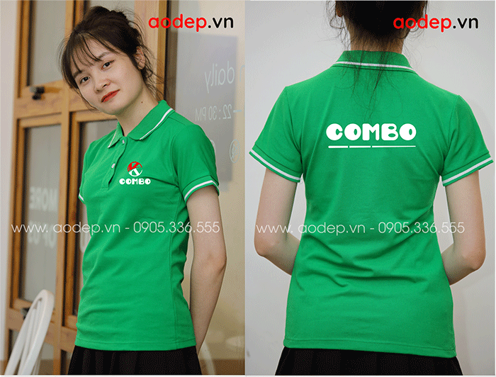 May áo polo màu xanh lá Công ty Combo | May ao phong dong phuc