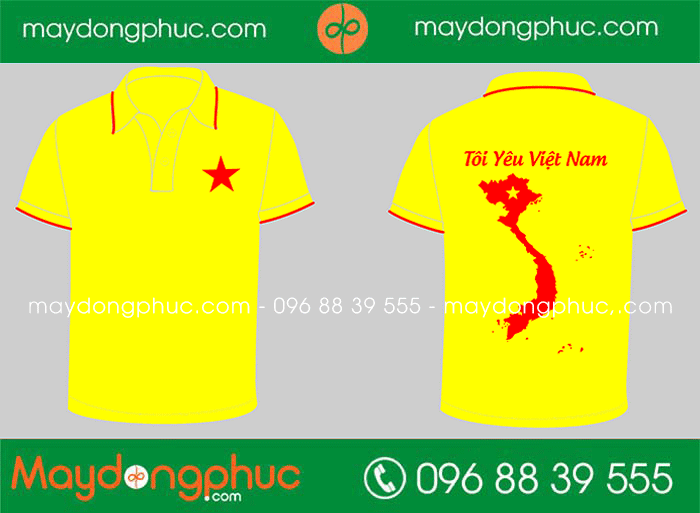 May áo sao màu vàng Tôi yêu Việt Nam | May ao phong dong phuc