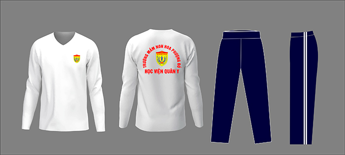 May đồng phục Trường mầm non Hoa Phượng Đỏ Học viện Quân Y | May ao phong dong phuc