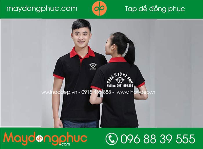 May áo cổ bẻ Gara Ô tô Kỳ Anh | May ao phong dong phuc