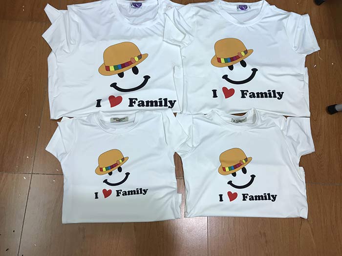 May áo phông gia đình I love family | May ao phong dong phuc
