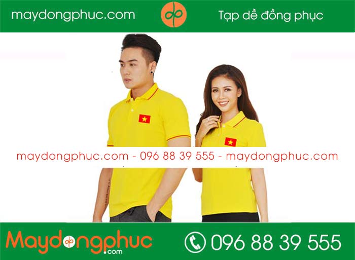 May áo phông hình lá cờ đỏ sao vàng | May ao phong dong phuc