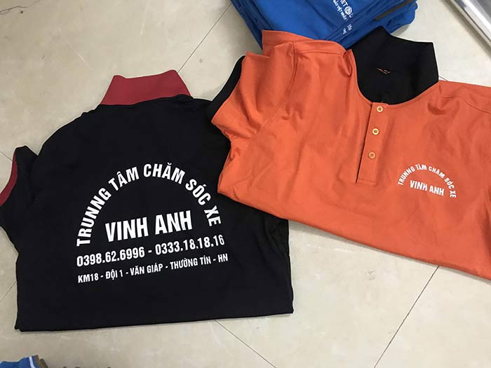 May áo phông Trung tâm chăm sóc xe Vinh Anh | May ao phong dong phuc