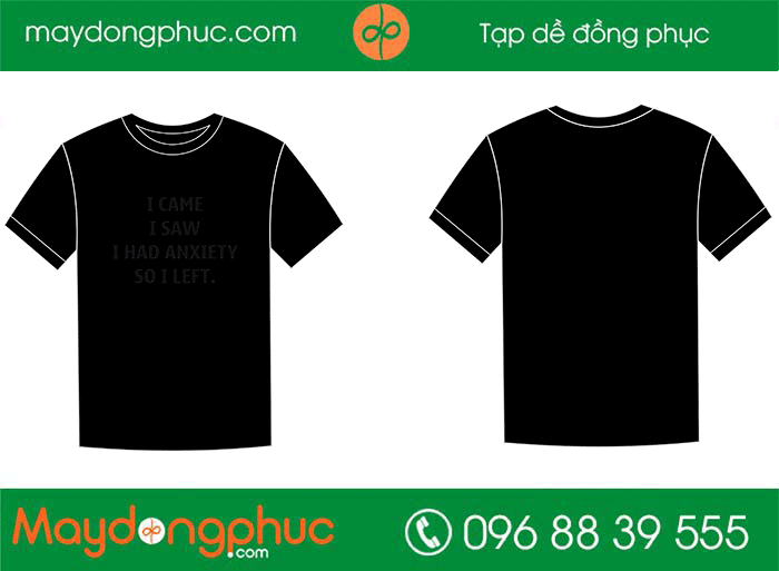 May áo phông cổ tròn đồng phục màu đen | May ao phong dong phuc