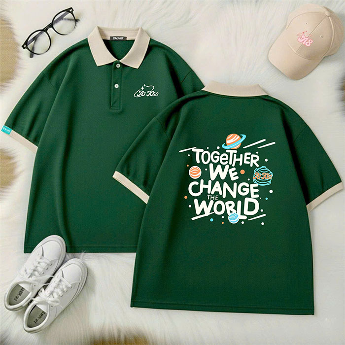 May áo Lớp A1 K60 Trường Láng Hạ - Together We change the world | May ao phong dong phuc