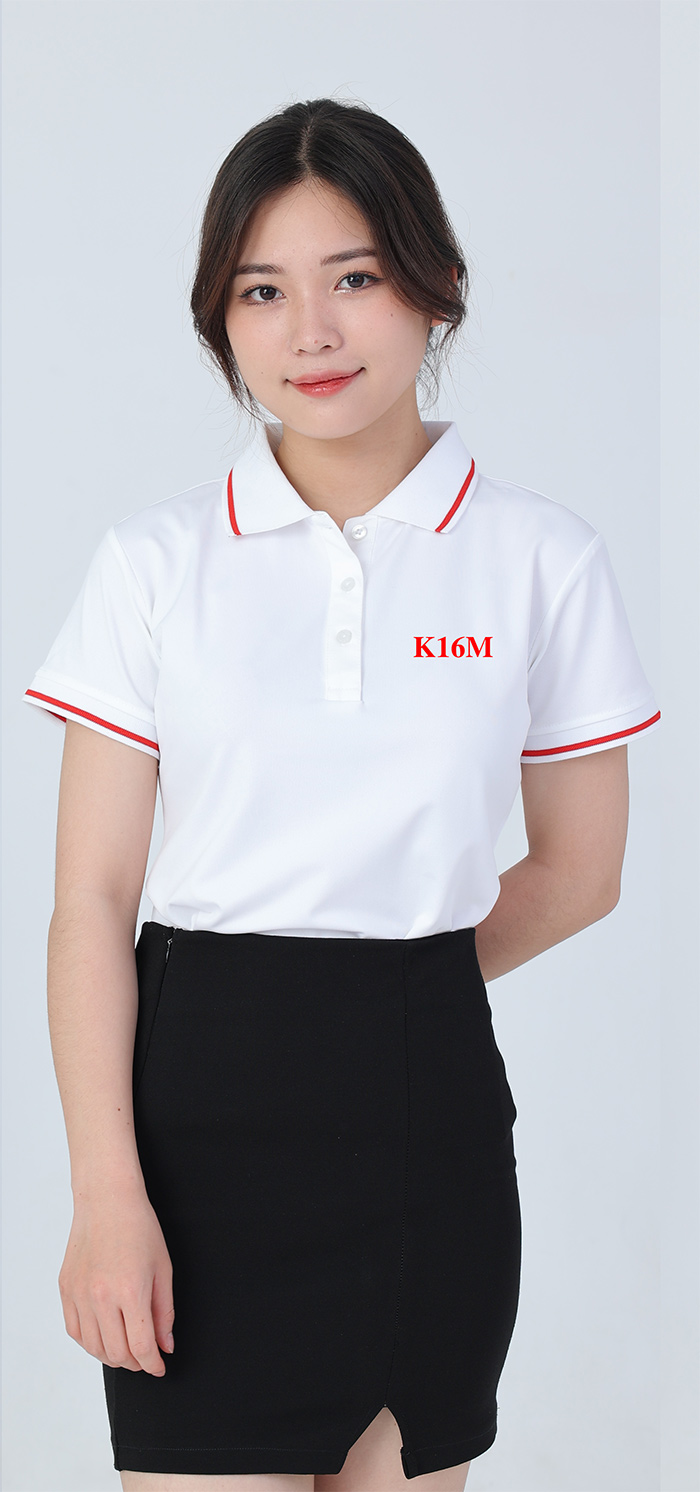 May áo phông Lớp K16M màu trắng viền đỏ | May ao phong dong phuc