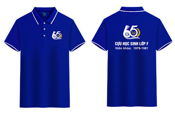 May áo phông Cựu học sinh Lớp F niên khóa 1978-1981 - 65 năm Xây dựng và Phát triển | May ao phong dong phuc