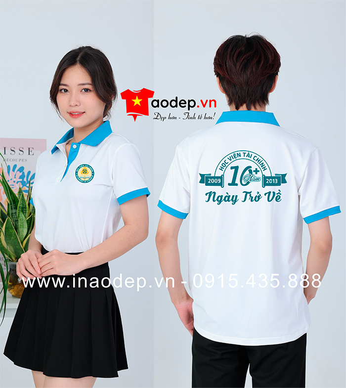 May áo phông Trường Học viện Tài chính kỉ niệm 10 năm Ngày trở về| May ao phong dong phuc