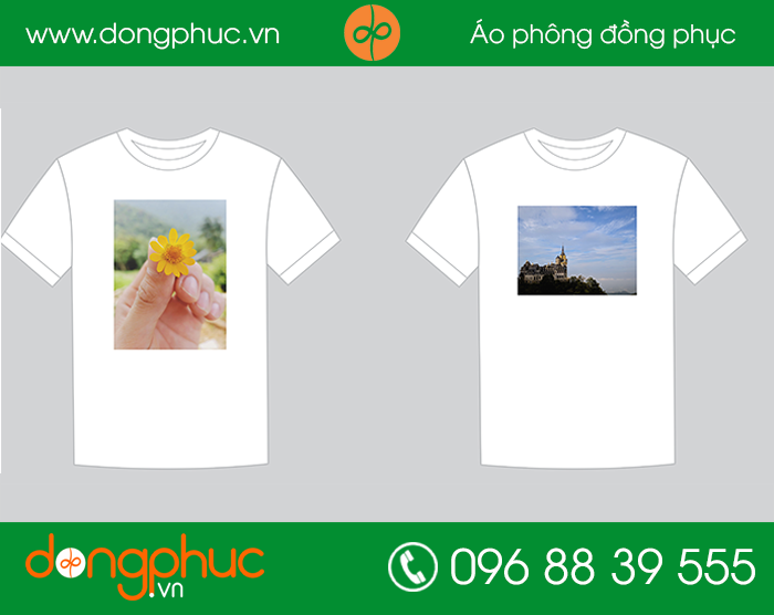 May đồng phục áo phông cổ tròn mầu trắng | May ao phong dong phuc
