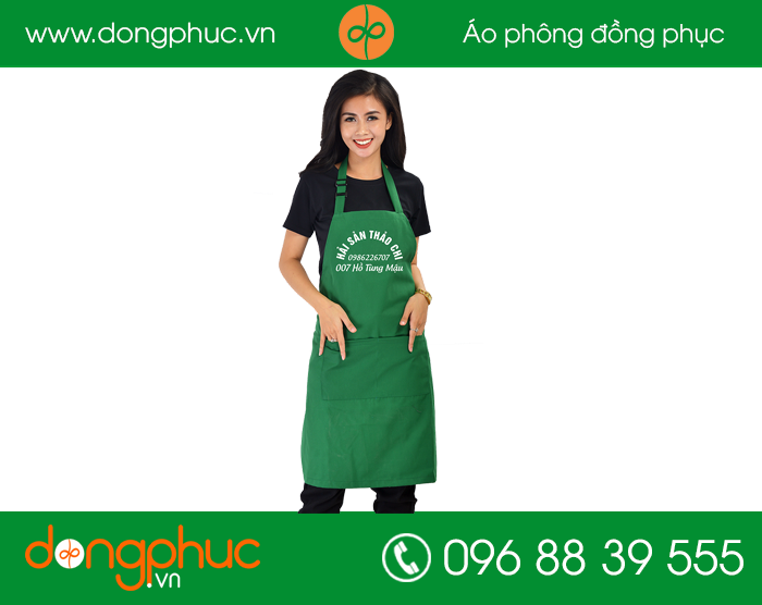 May tạp dề cửa hàng Hải sản thảo chi | May tap de