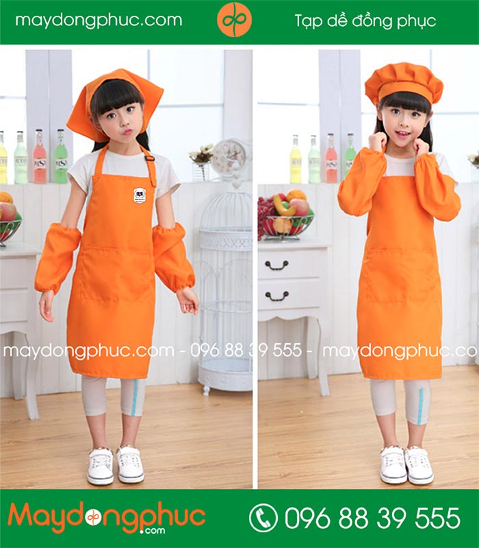 May tạp dề trẻ em trường song ngữ 19-5 Montessori | May tap de dong phuc